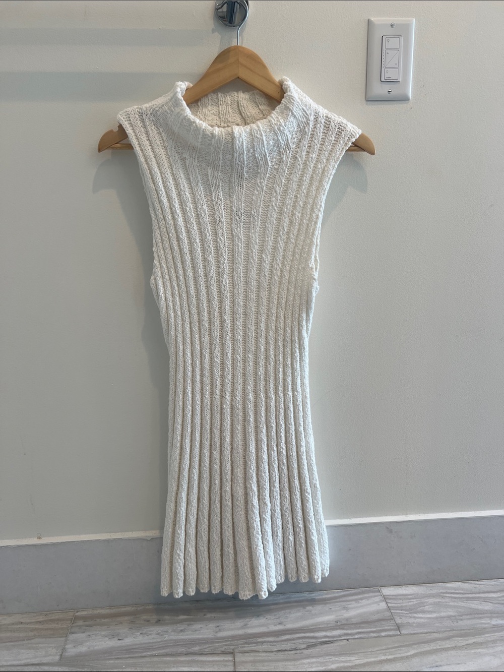 Dissh Sleeveless Ribbed Knit Sweater Dress - White